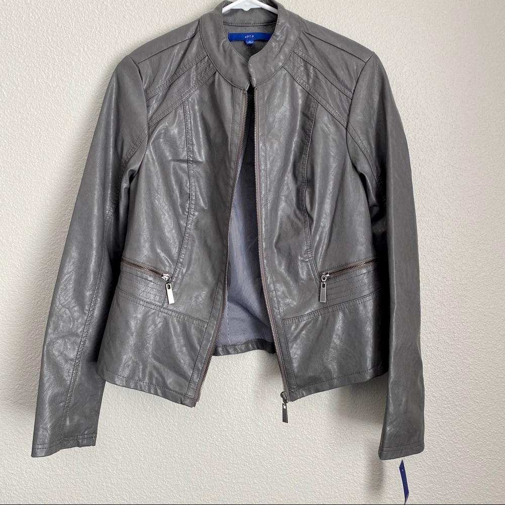 Grey Faux Leather Jacket- great condition